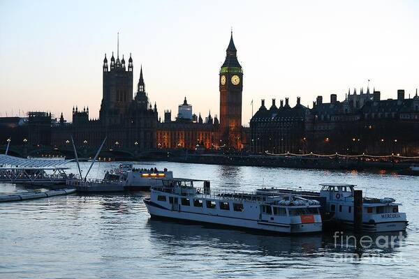London Art Print featuring the photograph Lighting Up Time on the Thames by Jeremy Hayden