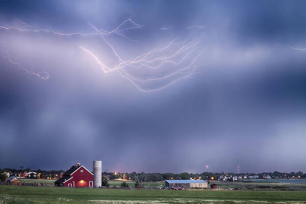 Lightning Art Print featuring the photograph Lightning Storm And The Big Red Barn by James BO Insogna