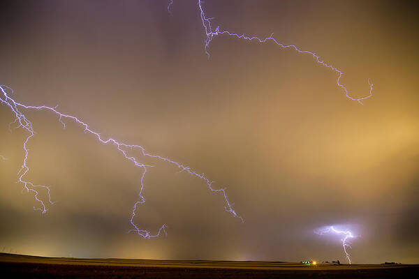 Lightning Art Print featuring the photograph Lightning Thunderstorm the BIG and the Small by James BO Insogna