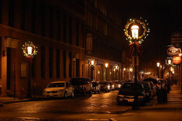 Christmastime Art Print featuring the photograph Lights Lowell MA At Christmas II by Mary McAvoy