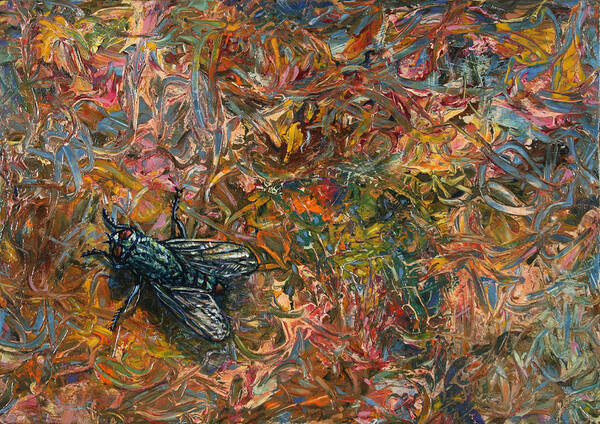 Fly Art Print featuring the painting Like a Fly on Paint by James W Johnson