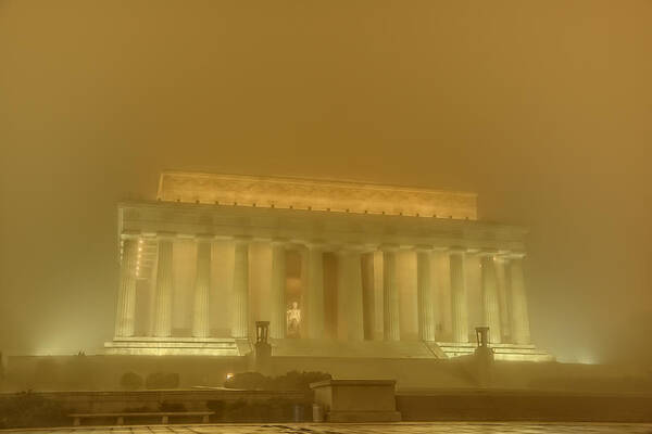 Metro Art Print featuring the photograph Lincoln Memorial In The Fog by Metro DC Photography