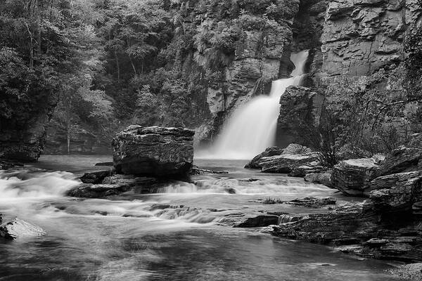 Linville Falls Art Print featuring the photograph Linville Falls Black and White by Mark Steven Houser