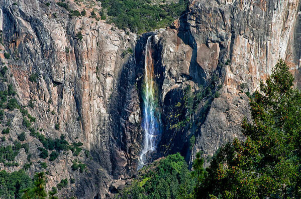 Water Waterfall River Rainbow Mountains Yosemite National Park Sierra Nevada Landscape Scenic Nature California Art Print featuring the photograph Liquid Rainbow by Cat Connor