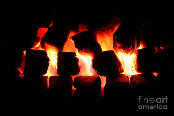 Warm Art Print featuring the photograph Lit Coal Fire by Simon Bratt