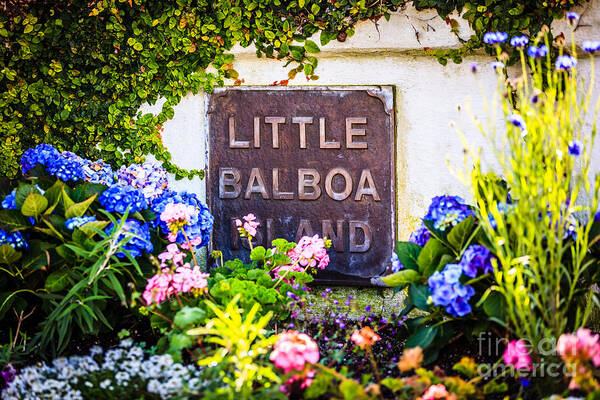 America Art Print featuring the photograph Little Balboa Island Sign in Newport Beach California by Paul Velgos