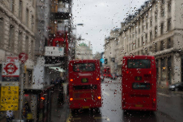 Georgia Mizuleva Art Print featuring the photograph London - It's Raining Again But Riding the Double-Decker Buses is Fun by Georgia Mizuleva