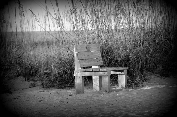 Landscape Art Print featuring the photograph Lonely Beach Bench by Diana Berkofsky