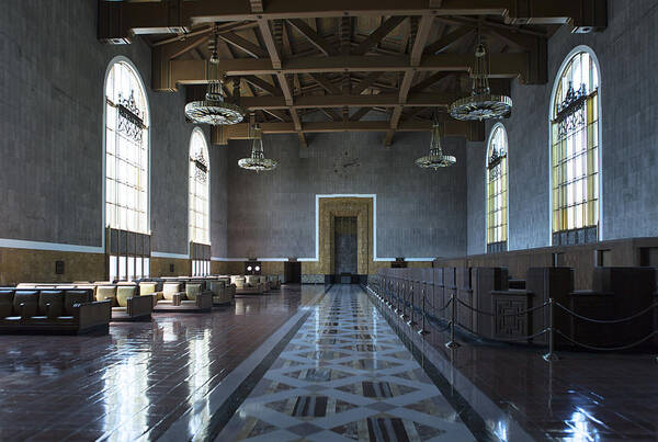 Union Station Art Print featuring the photograph Los Angeles Union Station Original Ticket Lobby by Belinda Greb