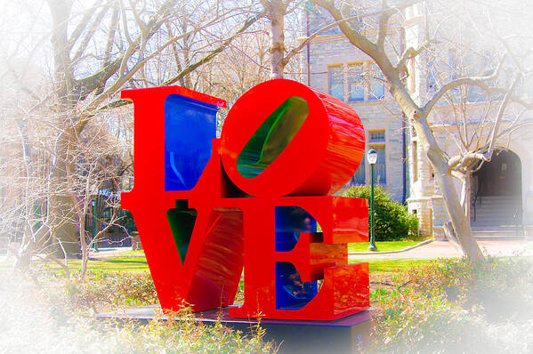 Penn Campus Art Print featuring the photograph Love Sculpture - Penn Campus by Louis Dallara