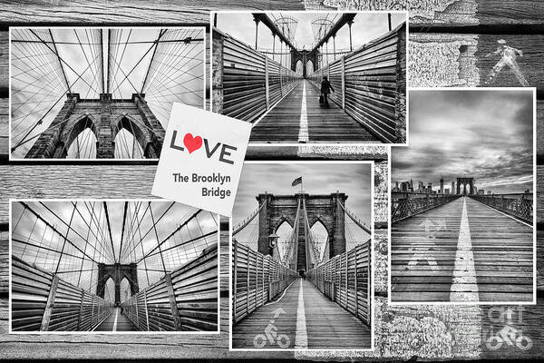 U.s.a Art Print featuring the photograph Love the Brooklyn Bridge by John Farnan