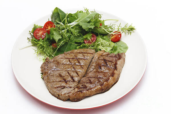 Low-carb Art Print featuring the photograph Low carb steak and salad by Paul Cowan