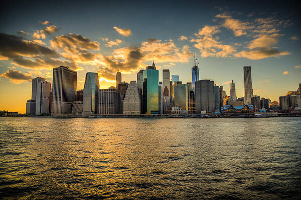 Manhattan Art Print featuring the photograph Lower Manhattan Sunset by Chris McKenna