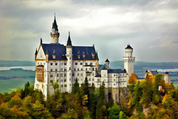  German Castle Art Print featuring the photograph Neuschwanstein Castle in Bavaria Germany by Ginger Wakem