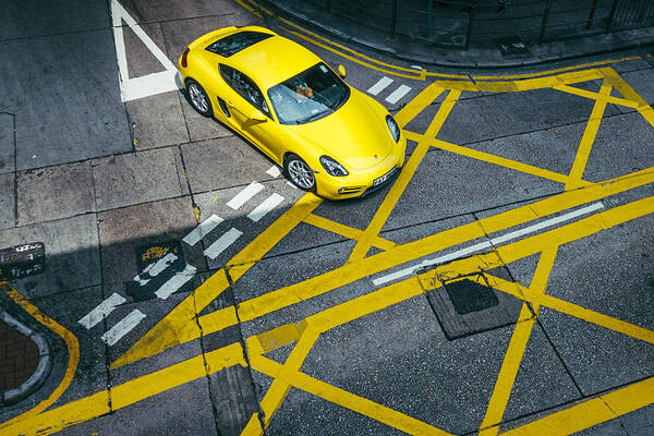 Downtown District Art Print featuring the photograph Luxury Car in Hong Kong, China by Nikada