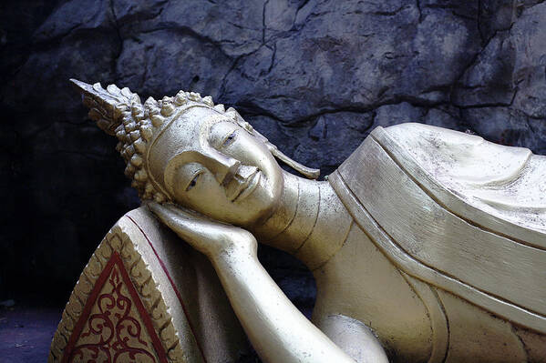 Bronze Art Print featuring the photograph Lying Buddha by Mishel Breen