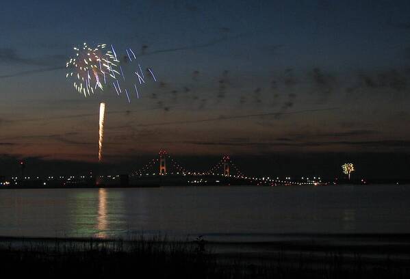 Fireworks Art Print featuring the photograph Mackinac 4th of July by Keith Stokes