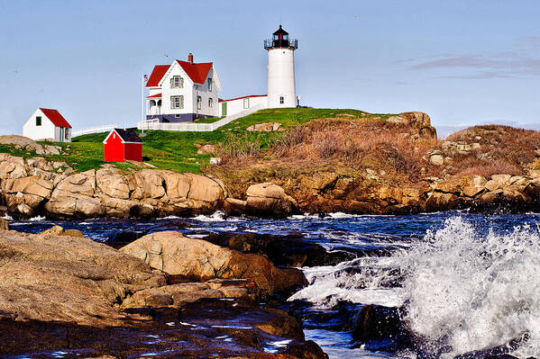 Nubble Light Art Print featuring the photograph Maine's Nubble Light by Mitchell R Grosky
