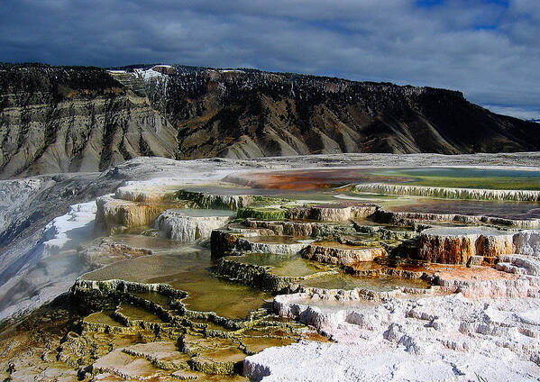 Mammoth Hot Springs Art Print featuring the pyrography Mammoth Hot Springs by Robert Woodward