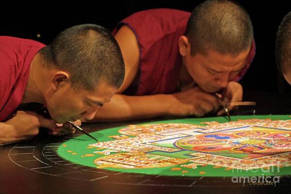 Tibetan Monks Art Print featuring the photograph Mandala Manifestation Sand Painting by Dodie Ulery