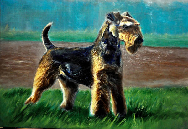 Original Art Print featuring the painting Master Airedale Terrier by Ruben Barbosa