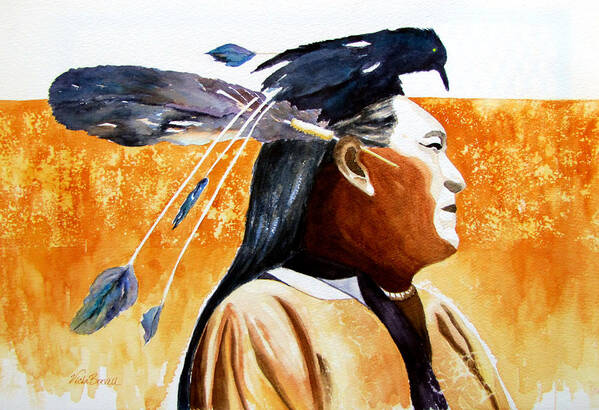 Portrait Of Indian Medicine Man Art Print featuring the painting Medicine Man by Vicki Brevell