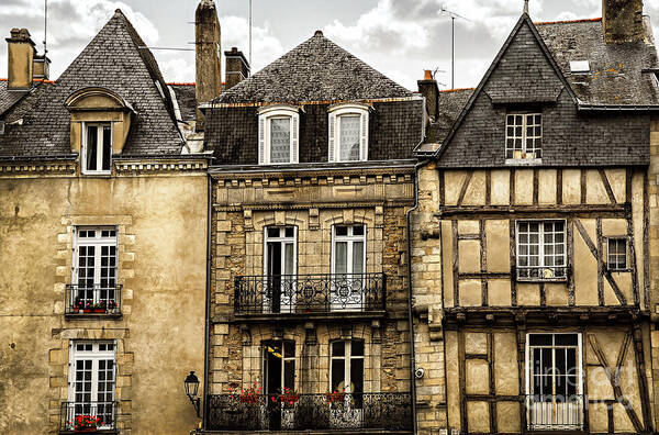 Vannes Art Print featuring the photograph Medieval houses in Vannes by Elena Elisseeva