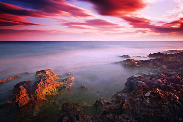 Mediterranean Sea Art Print featuring the photograph Mediterranean Sunset / Nabeul by Barry O Carroll