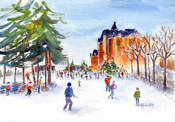 Impressionism Art Print featuring the painting Meewasin Skating Rink by Pat Katz