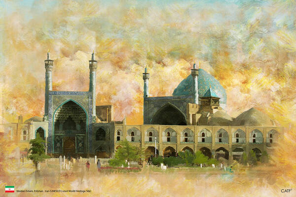 Iran Art Art Print featuring the painting Meidan Emam Esfahan by Catf