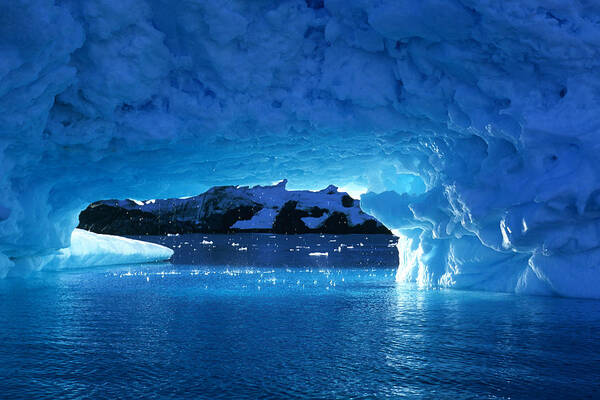 Iceberg Art Print featuring the photograph Melting Ice Cave Antarctica by Cliff Wassmann