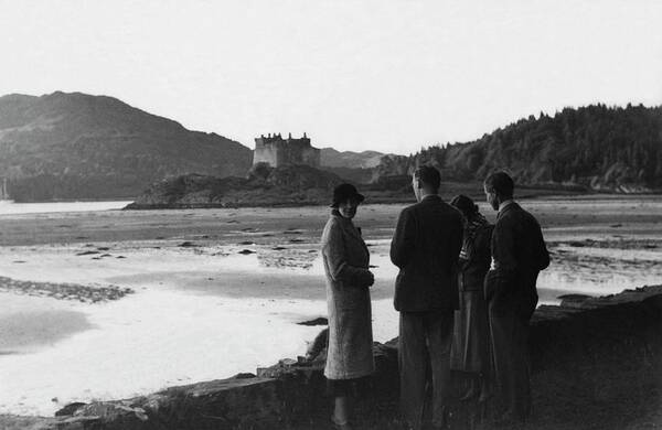 Exterior Art Print featuring the photograph Men And Women Standing On A Bank Of A Lake by John Mcmullin