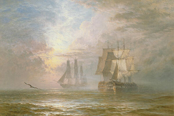 Seagulls Art Print featuring the painting Men of War at Anchor by Henry Thomas Dawson