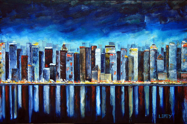 Painting Knife Art Print featuring the painting Midtown New York by Lisa Elley