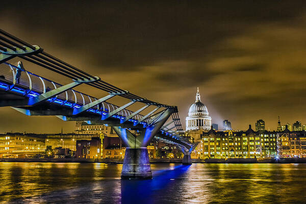 London Art Print featuring the photograph Millennium Bridge with St pauls by Ian Hufton