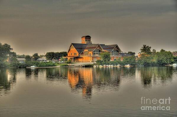 Lodge Art Print featuring the photograph Mirrored Boat House by Jim Lepard