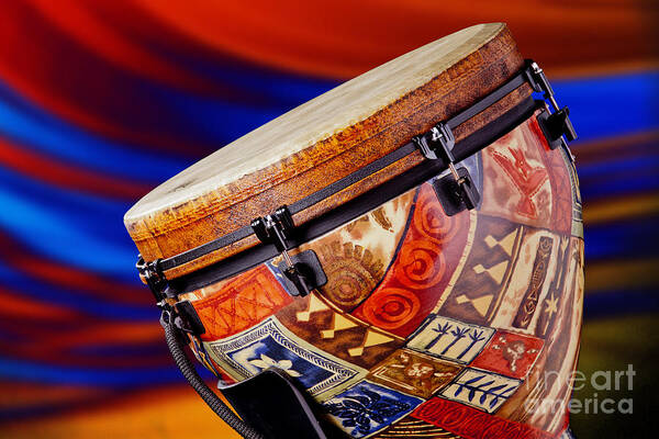 Djembe Art Print featuring the photograph Modern Djembe African drum Photograph in Color 3336.02 by M K Miller