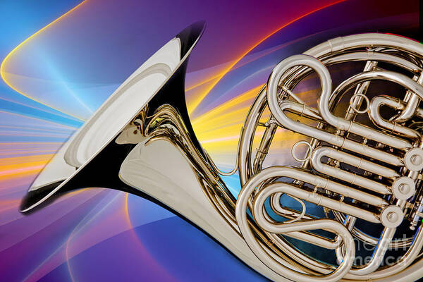 French Horn Art Print featuring the photograph Modern French Horn Photograph in Color 3437.02 by M K Miller
