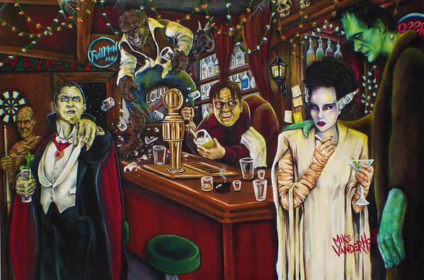 Dracula Art Print featuring the painting Monster Bar by Mike Vanderhoof by Mike Vanderhoof