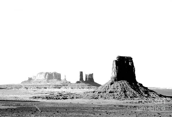 Monument Valley Art Print featuring the digital art Monument Valley Utah Sanstone Monoliths Rising Up Above Desert Floor BW Conte Crayon Digital Art by Shawn O'Brien