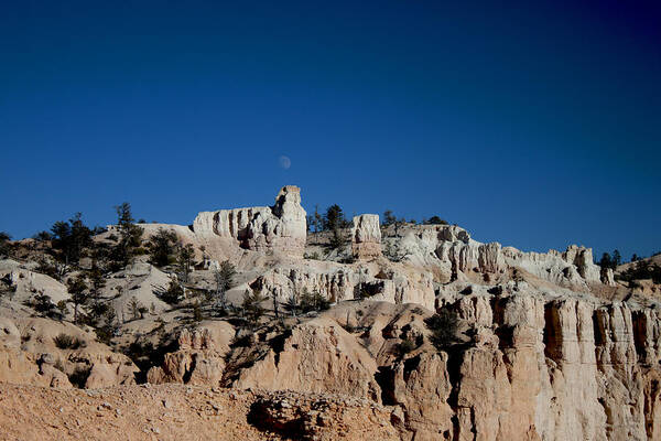 Moon On The Bryce Canyon Art Print featuring the photograph Moon on the Bryce Canyon by Ivete Basso Photography
