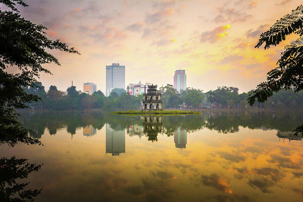 Southeast Asia Art Print featuring the photograph Morning In Hoan Kiem Lake Of Hanoi by Spc#jayjay