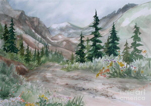 Landscape Art Print featuring the painting Mountain Trail by Genie Morgan