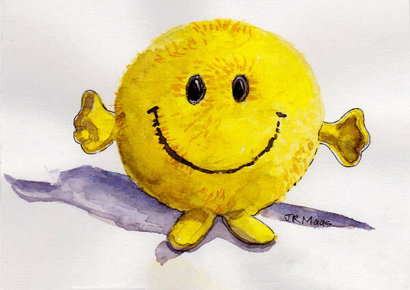 Mr Happy Art Print featuring the painting Mr Happy by Julie Maas