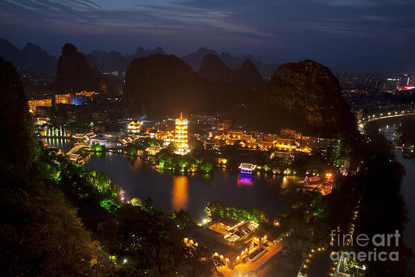 Guangxi Art Print featuring the photograph Mulong Pagoda Guilin, China by David Davis