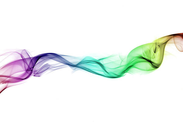 White Background Art Print featuring the photograph Multi-coloured Twist Of Smoke by Anthony Bradshaw