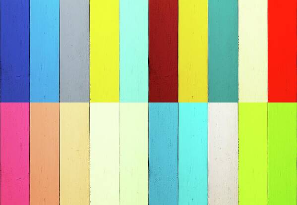 Wood Art Print featuring the digital art Multicoloured Planks by Wladimir Bulgar