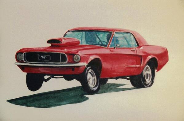 Mustang Art Print featuring the painting Mustang launch by Stacy C Bottoms