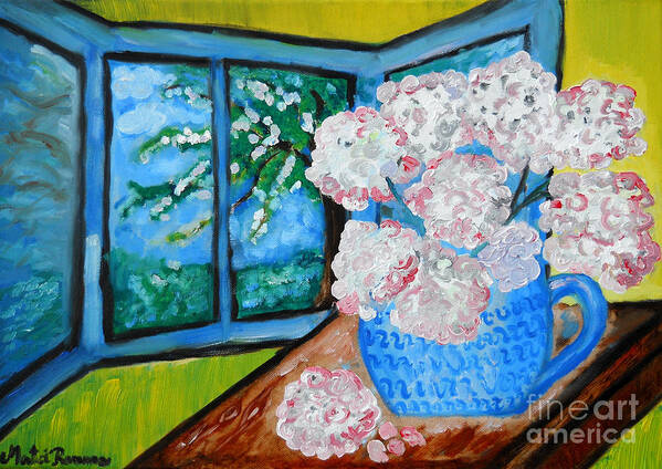 Floral Art Art Print featuring the painting My Grandma s Flowers  by Ramona Matei