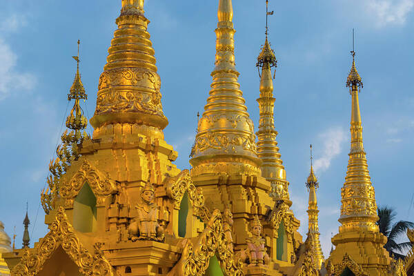 Buddhism Art Print featuring the photograph Myanmar Yangon Shwedagon Pagoda Golden by Inger Hogstrom